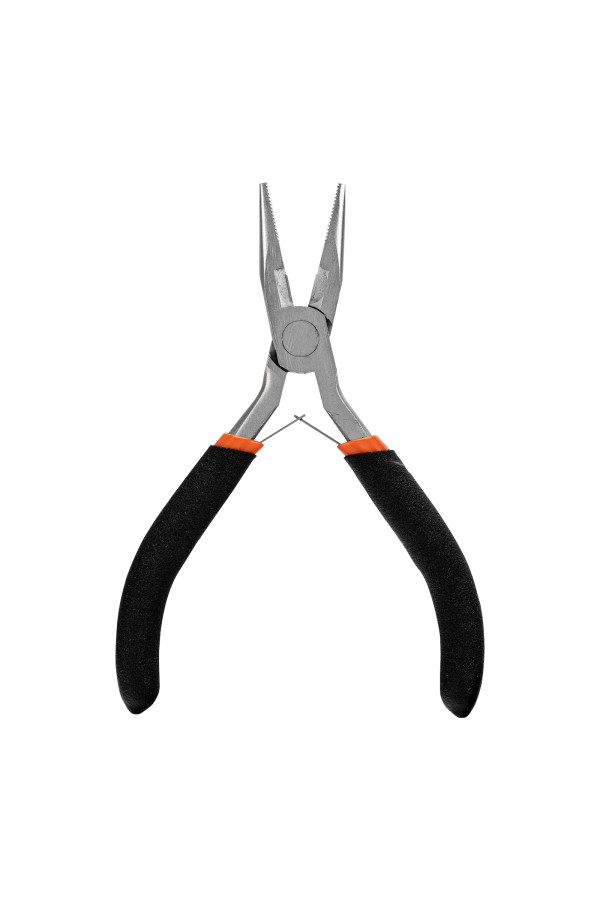 Длинногубцы прямые Mini, 130 мм, никелированные, авторазжим Sparta