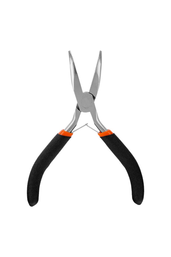 Длинногубцы изогнутые Mini, 130 мм, никелированные, авторазжим Sparta