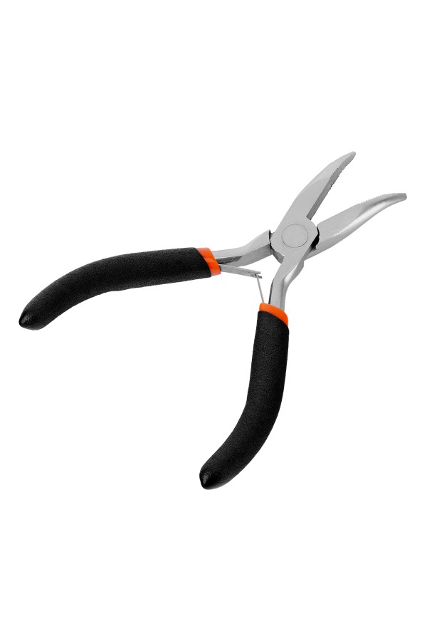 Длинногубцы изогнутые Mini, 130 мм, никелированные, авторазжим Sparta