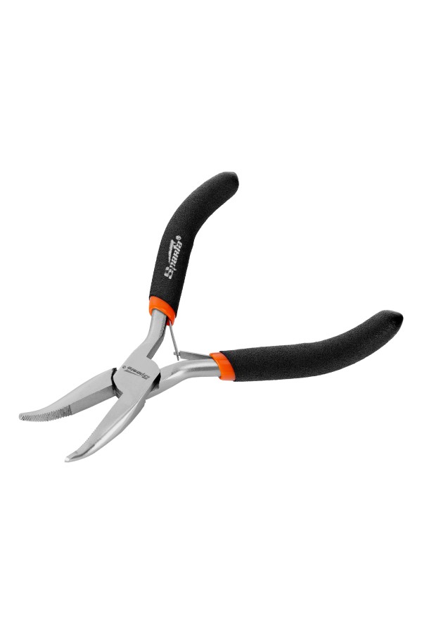 Длинногубцы изогнутые Mini, 130 мм, никелированные, авторазжим Sparta