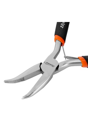 Длинногубцы изогнутые Mini, 130 мм, никелированные, авторазжим Sparta