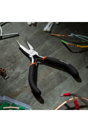 Длинногубцы изогнутые Mini, 130 мм, никелированные, авторазжим Sparta