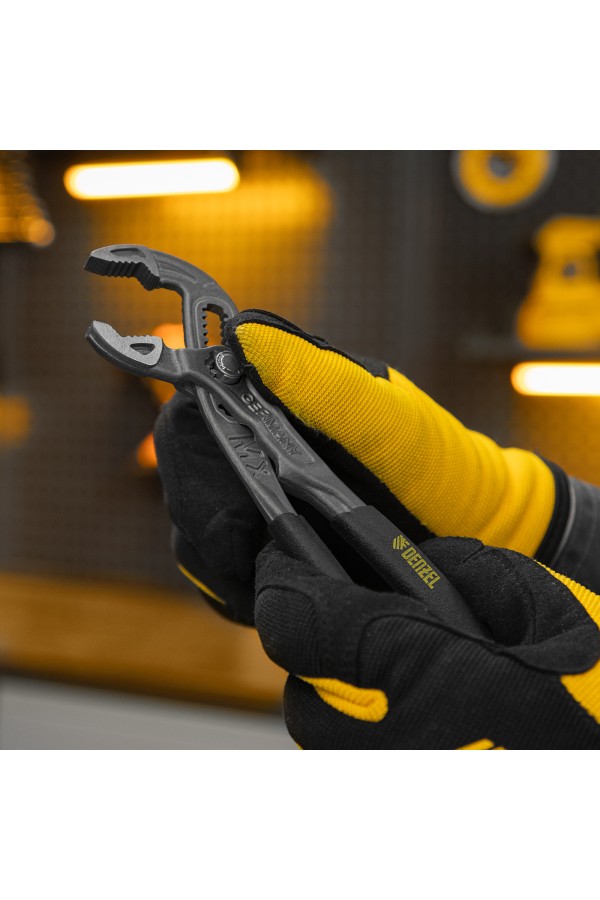 Клещи переставные, кнопочный механизм, обливные рукоятки, 180 мм Denzel