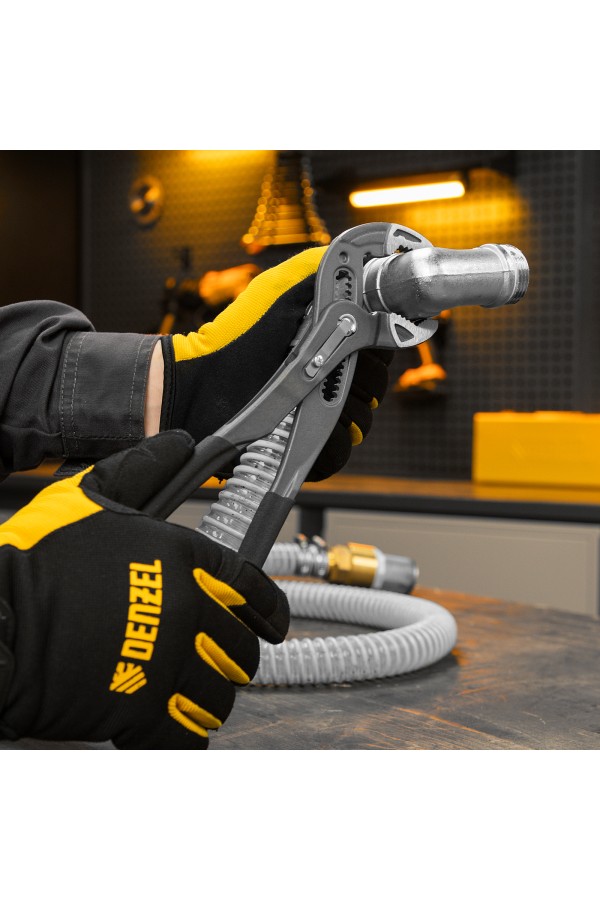 Клещи переставные, кнопочный механизм, обливные рукоятки, 300 мм Denzel