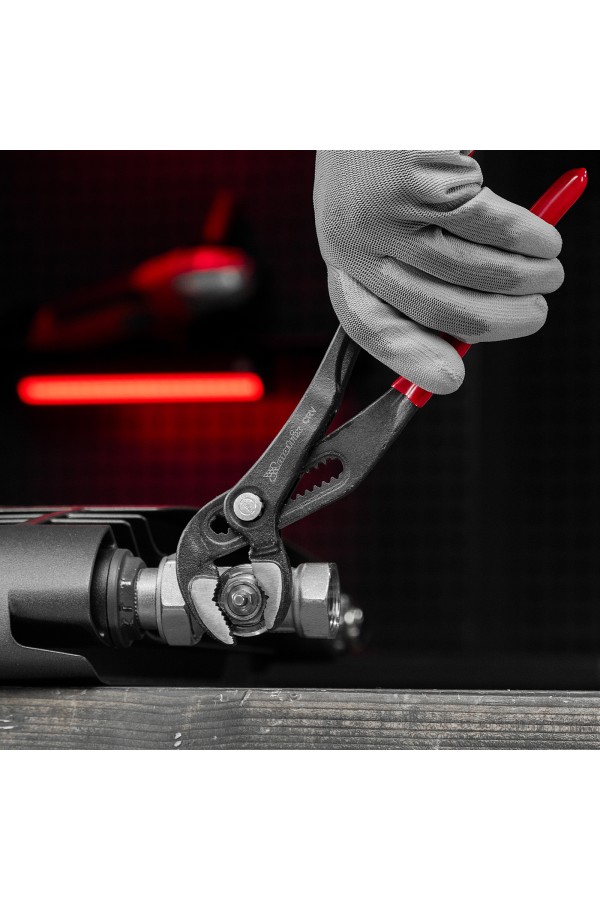 Клещи переставные 250 мм, кнопочный механизм, хром-ванадий, обливные рукоятки Matrix