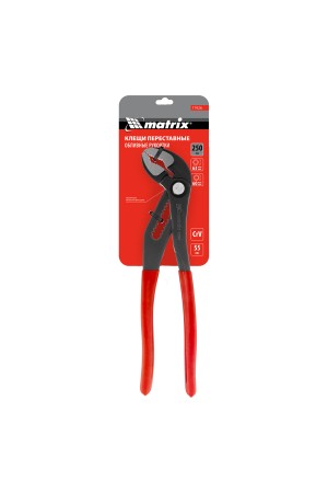 Клещи переставные 250 мм, кнопочный механизм, хром-ванадий, обливные рукоятки Matrix