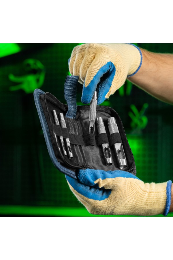 Набор пробойников для кожи 3 4 6 8 10 12.5 мм, 6 шт, чехол Сибртех