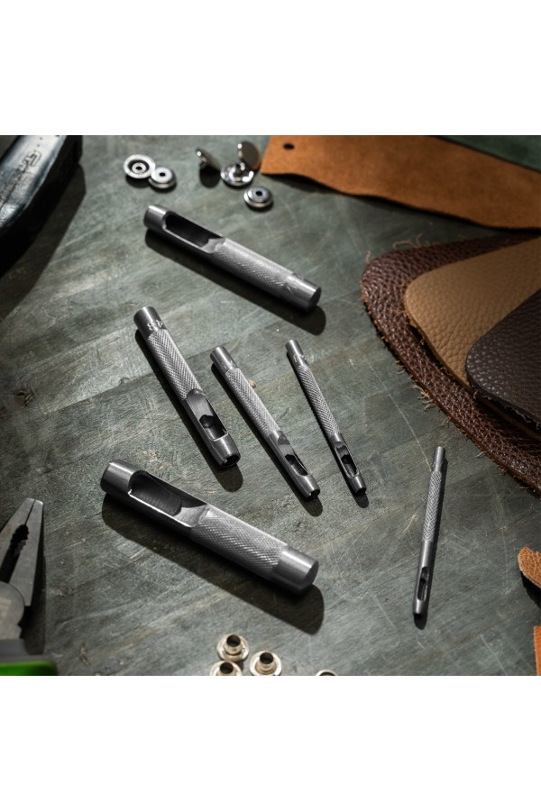 Набор пробойников для кожи 3 4 6 8 10 12.5 мм, 6 шт, чехол Сибртех