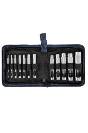 Набор пробойников для кожи 3 4 5 6 7 8 9 10 12 14 16 19 мм, 12 шт, чехол Сибртех