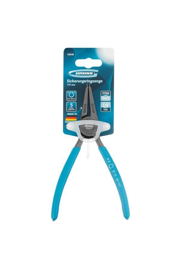 Съемник, 175 мм, для внешних стопорных колец (19-60 мм) прямые губки (разжим) Gross