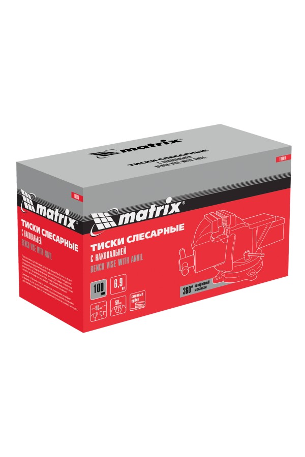 Тиски слесарные, 100 мм, поворотные, с наковальней Matrix