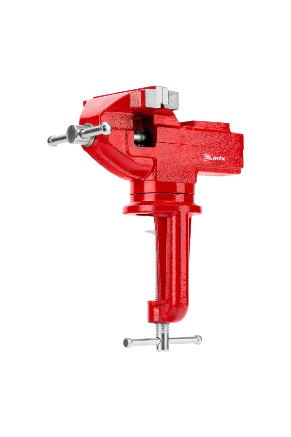 Тиски слесарные, 80 мм, настольные, поворотные, c наковальней MTX
