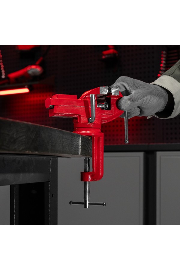 Тиски слесарные, 80 мм, настольные, поворотные, c наковальней MTX