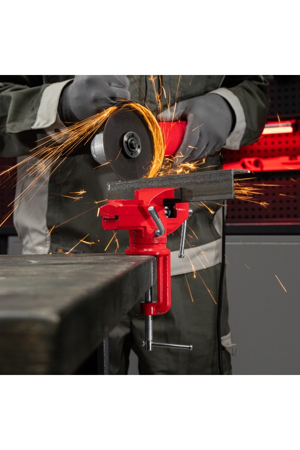 Тиски слесарные, 80 мм, настольные, поворотные, c наковальней MTX