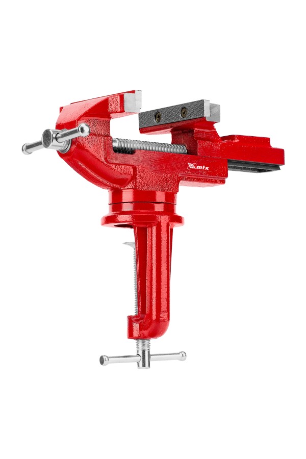 Тиски слесарные, 80 мм, настольные, поворотные, c наковальней MTX