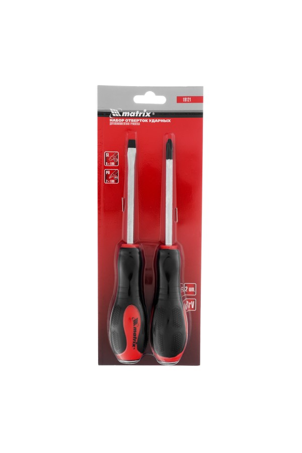 Набор ударных отверток 2 шт, PH2 х 100, SL6 х 100 CrV Matrix