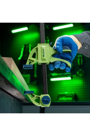 Струбцина F-образная, быстрозажимная, 200 х 70 х 420 мм, пластиковый корпус, фиксатор, двухкомпонентная рукоятка Сибртех