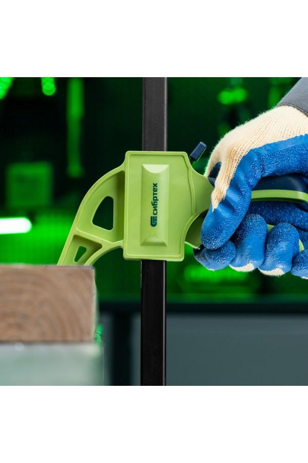 Струбцина F-образная, быстрозажимная, 200 х 70 х 420 мм, пластиковый корпус, фиксатор, двухкомпонентная рукоятка Сибртех