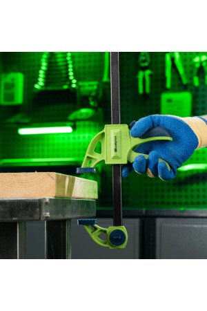 Струбцина F-образная, быстрозажимная, 900 х 70 х 1130 мм, пластиковый корпус, фиксатор, двухкомпонентная рукоятка Сибртех