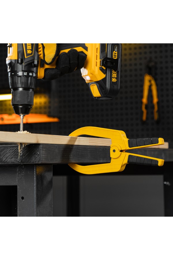 Струбцина клещеобразная, удлиненная 75 х 110 мм двухкомпонентные рукоятки Denzel