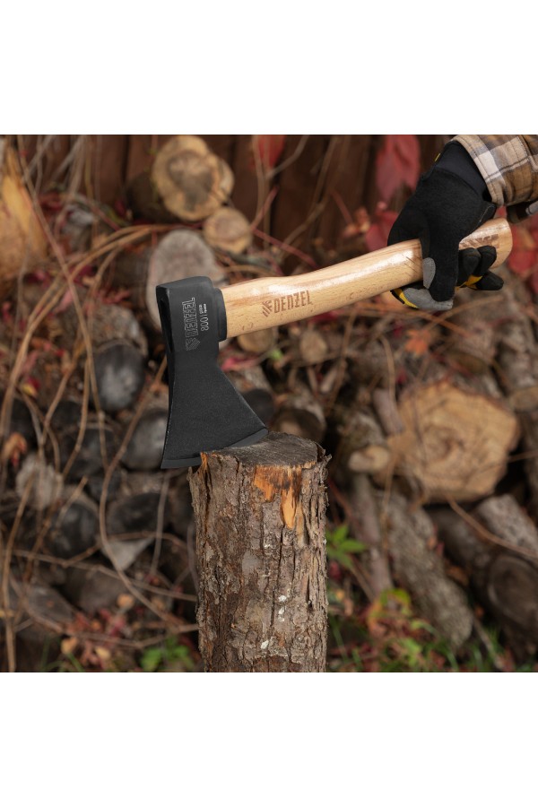 Топор, 800 г, кованый, буковое топорище Denzel