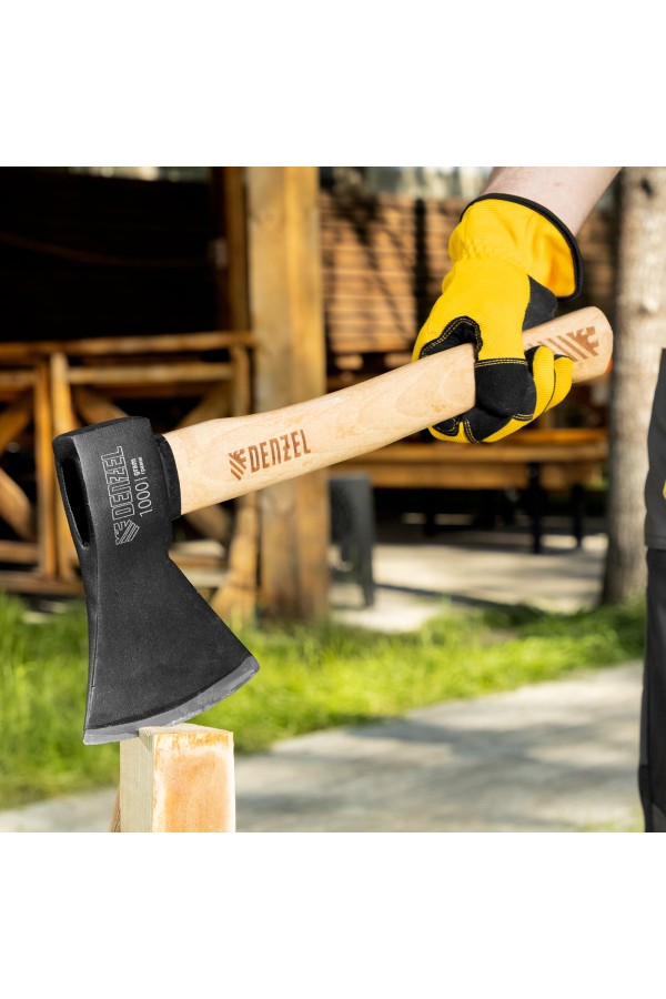 Топор, 1000 г, кованый, буковое топорище Denzel