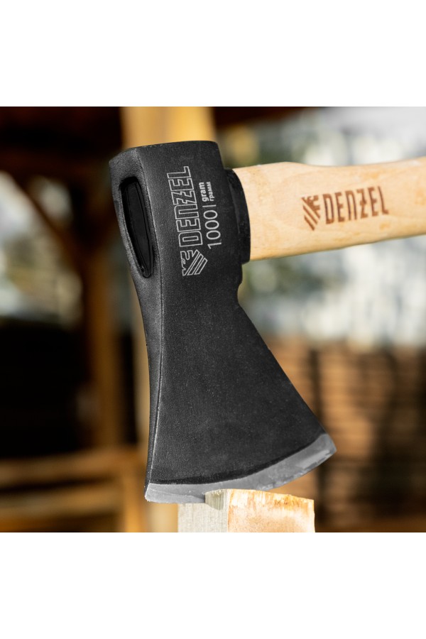 Топор, 1000 г, кованый, буковое топорище Denzel