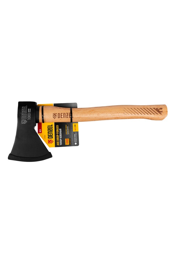 Топор, 1000 г, кованый, буковое топорище Denzel