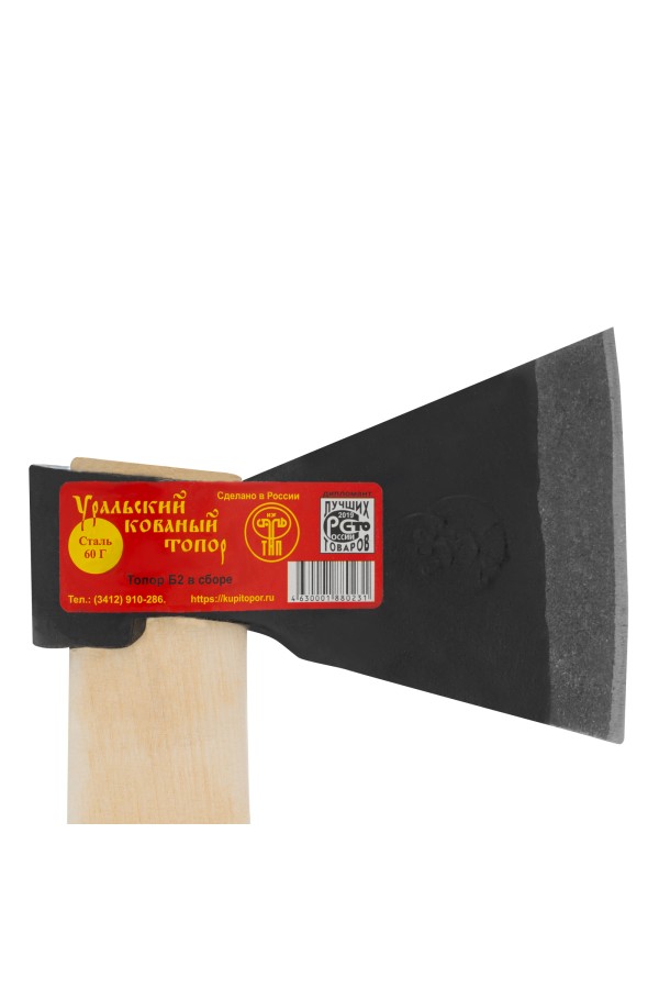 Топор кованый, в сборе, 840/1070 г, деревянное топорище, 400 мм, Б,