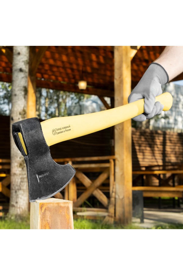 Топор кованый, в сборе, 1200/1550г, деревянное топорище, 500 мм, таежный 