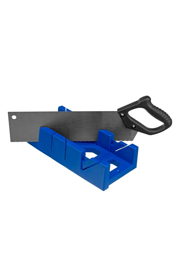 Стусло пластиковое, синее, 4 угла для запила, пила 350 мм Сибртех