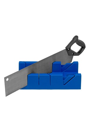 Стусло пластиковое, синее, 4 угла для запила, пила 450 мм Сибртех