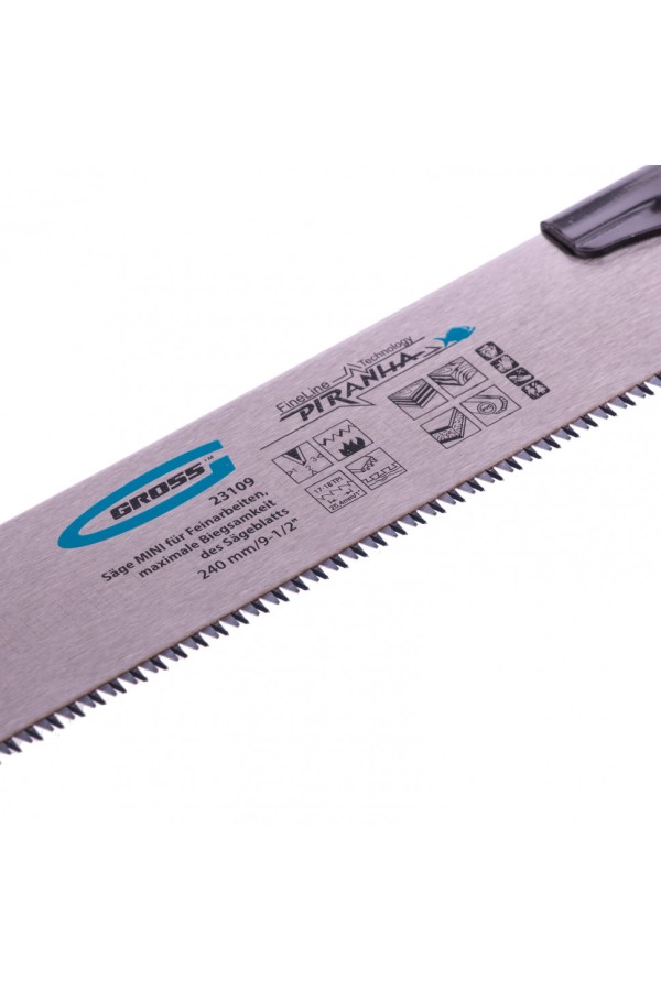 Пила МИНИ для тонких работ Piranha, 240 мм, 17-18 TPI, каленый зуб 3D, сменное полотно Gross