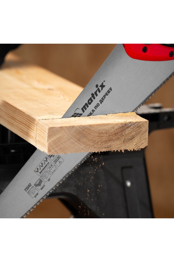 Ножовка по дереву, 500 мм, 7-8 TPI, зуб-3D, каленый зуб, двухкомпонентная рукоятка Matrix