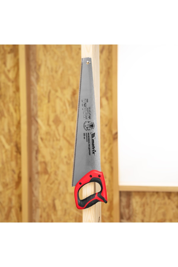 Ножовка по дереву, 500 мм, 7-8 TPI, зуб-3D, каленый зуб, двухкомпонентная рукоятка Matrix