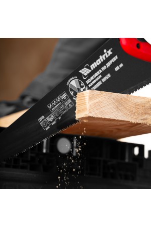 Ножовка по дереву, 400 мм, 7-8 TPI, зуб-3D, каленый зуб, тефлоновое покрытие полотна, двухкомпонентная рукоятка Matrix