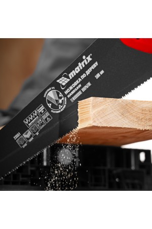 Ножовка по дереву, 500 мм, 7-8 TPI, зуб-3D, каленый зуб, тефлоновое покрытие полотна, двухкомпонентная рукоятка Matrix