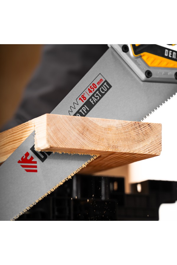 Ножовка по дереву, 450 мм, 9 TPI, зуб 3D, металлопластиковая рукоятка Denzel