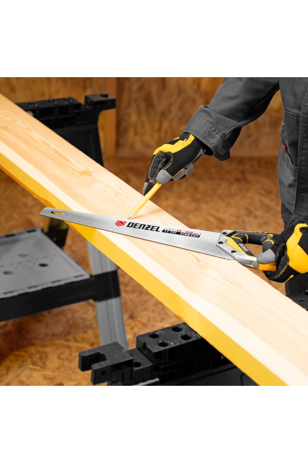 Ножовка по дереву, 450 мм, 11 TPI, зуб 3D, металлопластиковая рукоятка Denzel