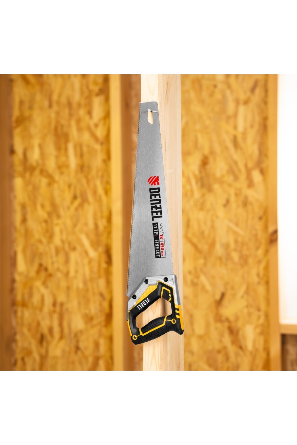 Ножовка по дереву, 450 мм, 11 TPI, зуб 3D, металлопластиковая рукоятка Denzel