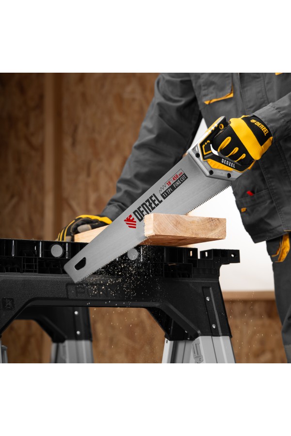 Ножовка по дереву, 450 мм, 11 TPI, зуб 3D, металлопластиковая рукоятка Denzel