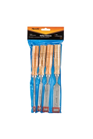 Набор стамесок, 6-12-18-24 мм, плоские, деревянные рукоятки Sparta