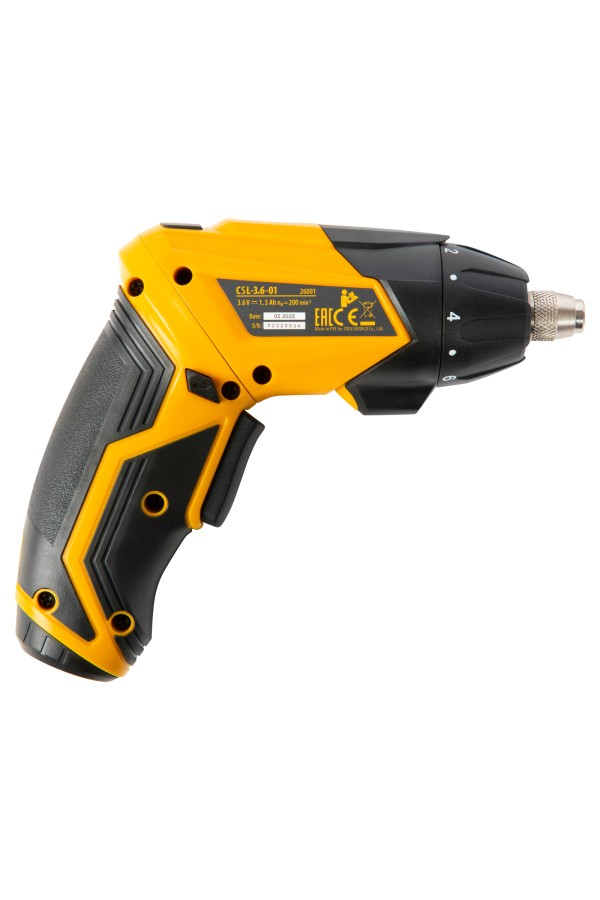 Отвертка аккумуляторная CSL-3.6-01, Li-Ion, 3.6 В, 1.3 А*ч, 200 об/мин, с аксессуарами Denzel