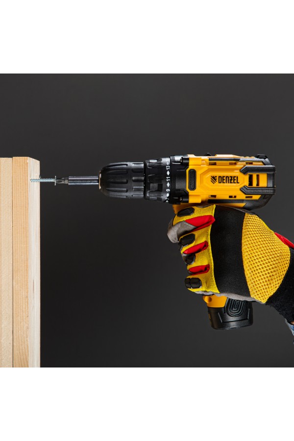 Дрель-шуруповерт аккумуляторная CDL-12CB, Li-Ion, 12 В, 1 акк. Denzel