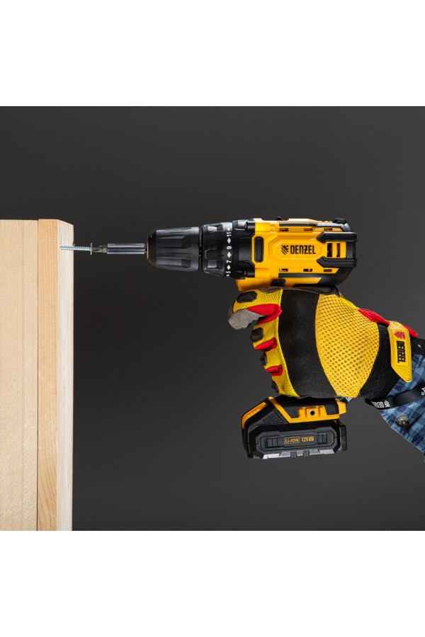Дрель-шуруповерт аккумуляторная CDL-12-01CB, Li-Ion, 12 В, 1 акк. Denzel