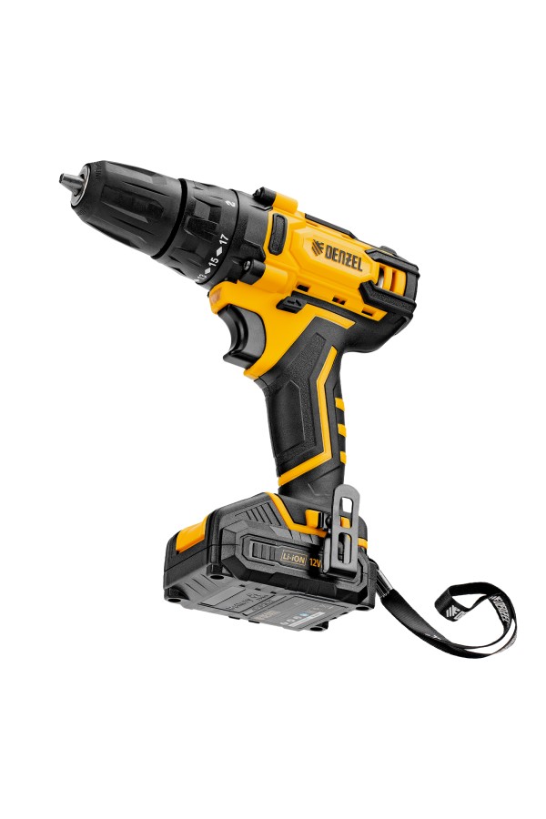 Дрель-шуруповерт аккумуляторная CDL-12-02BM, Li-Ion, 12 В, 2 акк. Denzel