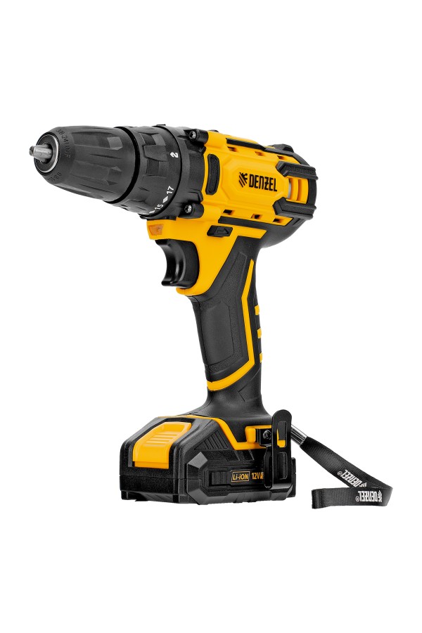 Дрель-шуруповерт аккумуляторная CDL-12-02BM, Li-Ion, 12 В, 2 акк. Denzel