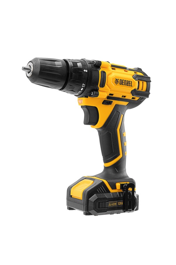 Дрель-шуруповерт аккумуляторная CDL-12-02BM, Li-Ion, 12 В, 2 акк. Denzel