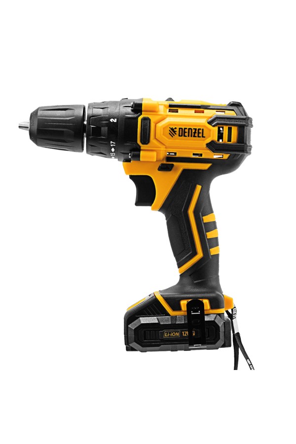 Дрель-шуруповерт аккумуляторная CDL-12-02BM, Li-Ion, 12 В, 2 акк. Denzel