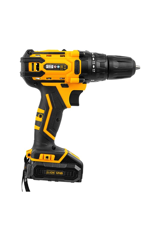 Дрель-шуруповерт аккумуляторная CDL-12-02BM, Li-Ion, 12 В, 2 акк. Denzel